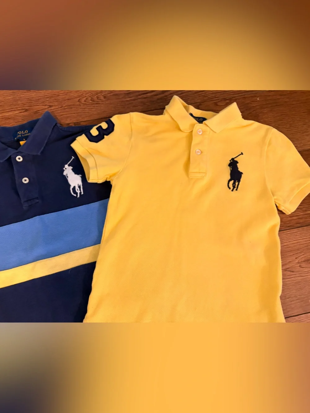 Ralph Lauren Kids Polo Shirts in Yellow and Navy - Set of 2
